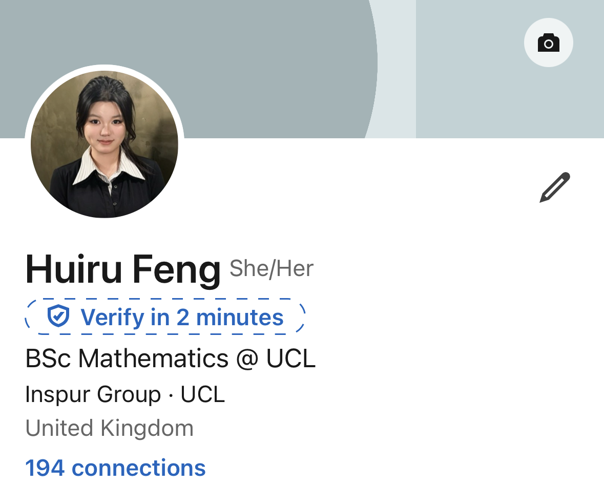 Preview of Huiru Feng's LinkedIn profile